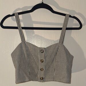Dress Forum Black and White Striped Crop Top